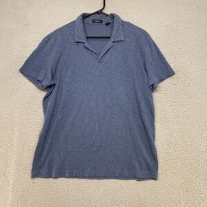 Theory Polo Shirt Mens XL Blue Short Sleeve Lightweight Pullover V-Neck